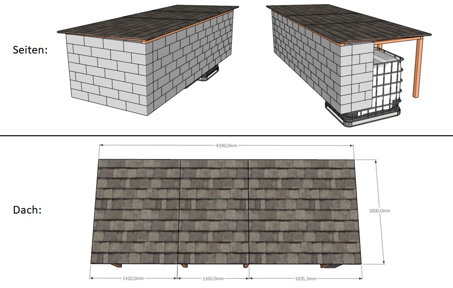 Die Planung vom Dach des Filterhauses in SketchUp 2017